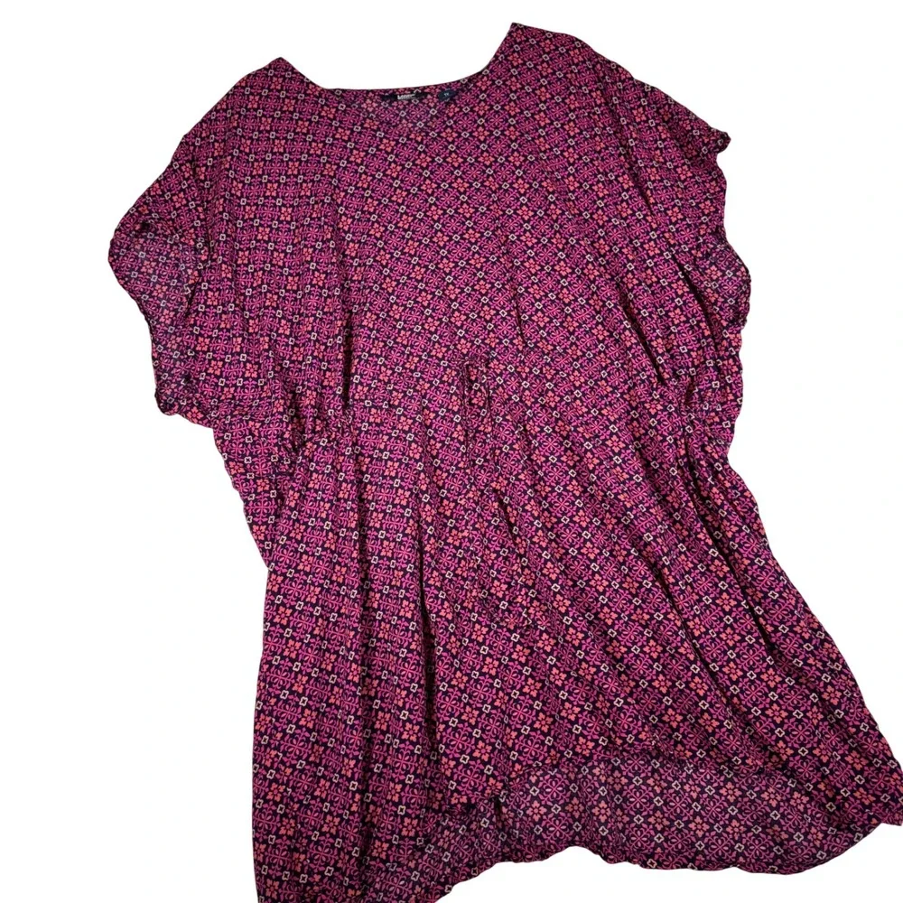 Lands End Pink Purple Floral Modal Swim Cover Up Dress Womens 1X‎ | 16W